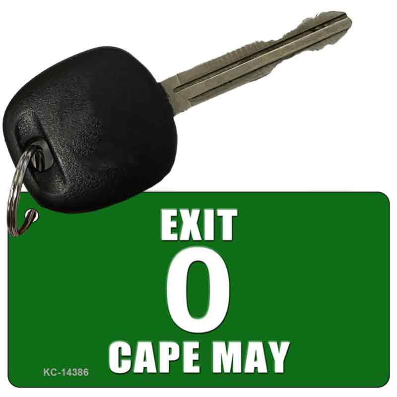 KC-14386 3 x 1.5 in. Exit 0 Cape May Novelty Rectangle Metal Key Chain
