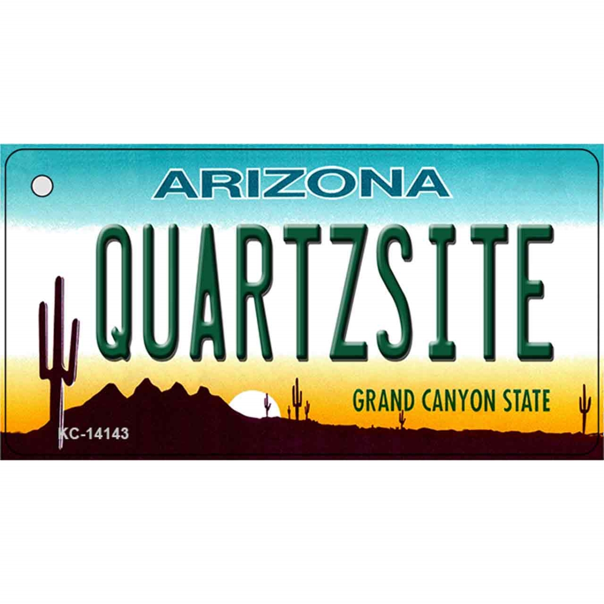 KC-14143 3 x 1.5 in. Quartzsite Arizona State Background Novelty Rectangle Metal Key Chain
