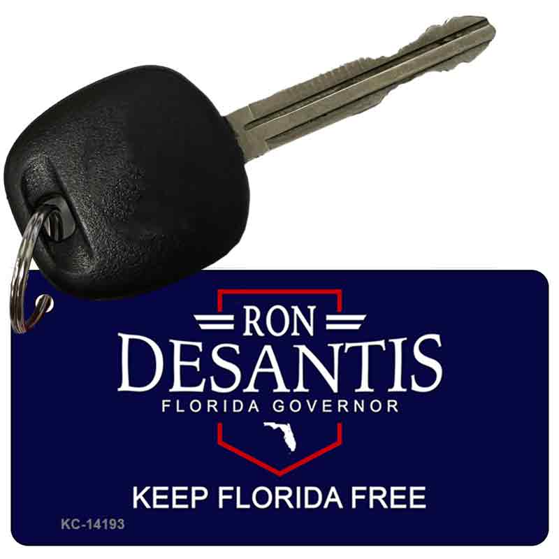 KC-14193 3 x 1.5 in. Ron Desantis Blue Novelty Rectangle Metal Key Chain