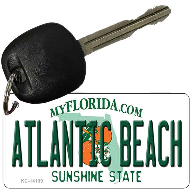 KC-14199 3 x 1.5 in. Atlantic Beach Florida Novelty Rectangle Metal Key Chain