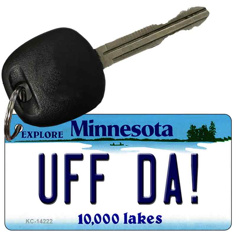 KC-14222 3 x 1.5 in. Uff Da Minnesota Novelty Rectangle Metal Key Chain