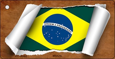 KC-9068 Brazil Flag Scroll Novelty Key Chain