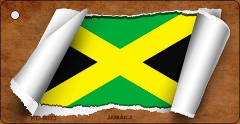 KC-9073 Jamaica Flag Scroll Novelty Key Chain