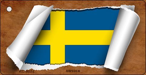 KC-9074 Sweden Flag Scroll Novelty Key Chain