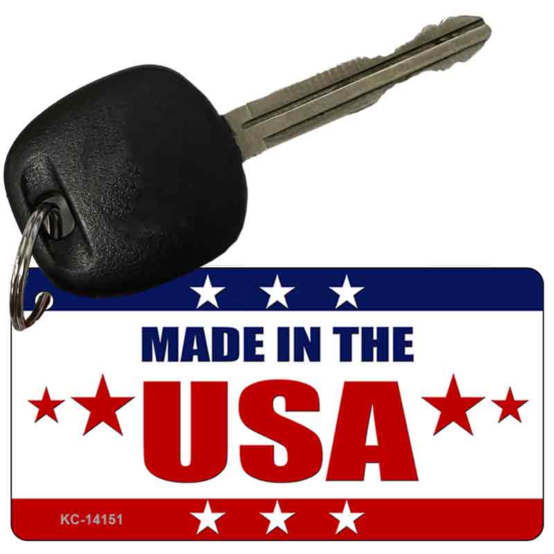 KC-14151 3 x 1.5 in. Made In The USA Stars Novelty Rectangle Metal Key Chain