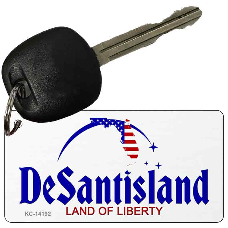 KC-14192 3 x 1.5 in. Desantisland Novelty Rectangle Metal Key Chain