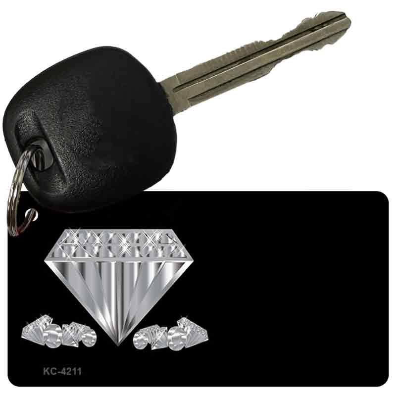KC-4211 3 x 1.5 in. Diamonds Offset Novelty Rectangle Metal Key Chain