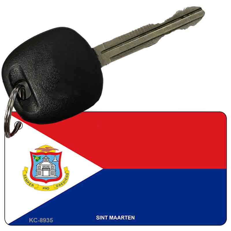 KC-8935 3 x 1.5 in. Sint Maarten Flag Novelty Rectangle Metal Key Chain