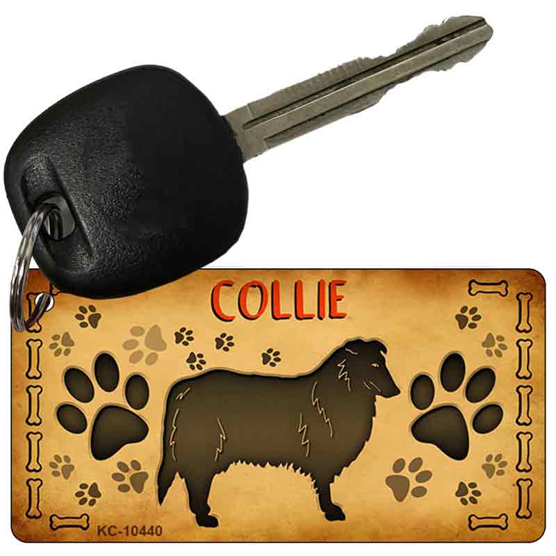 KC-10440 3 x 1.5 in. Collie Novelty Rectangle Metal Key Chain