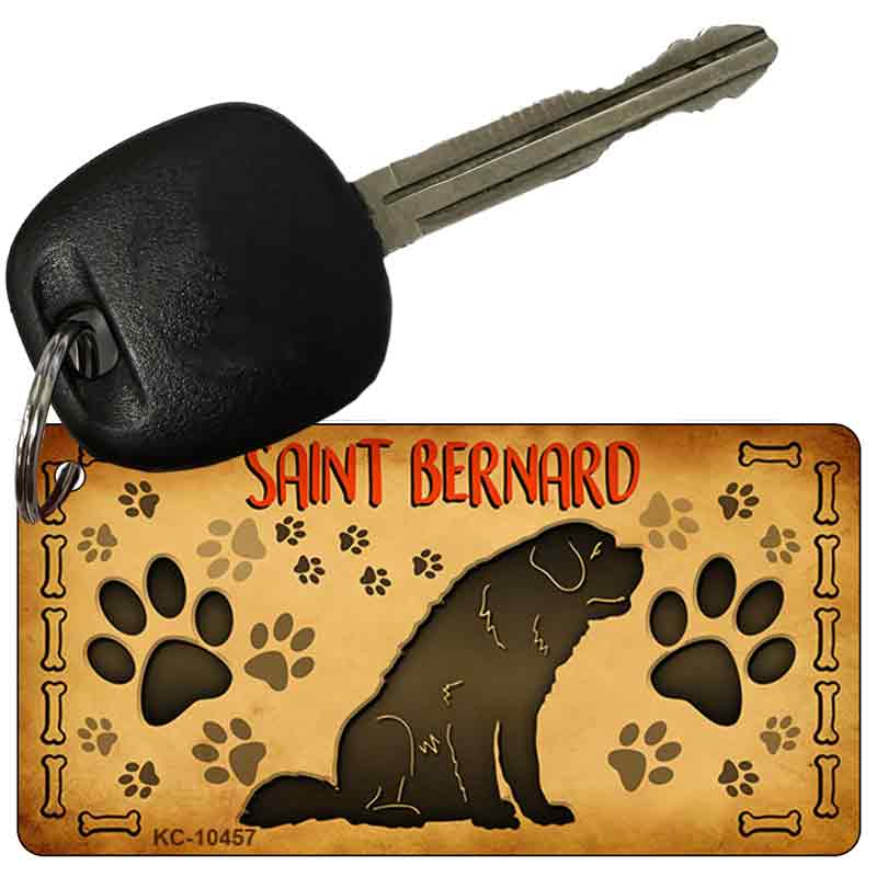 KC-10457 3 x 1.5 in. Saint Bernard Novelty Rectangle Metal Key Chain