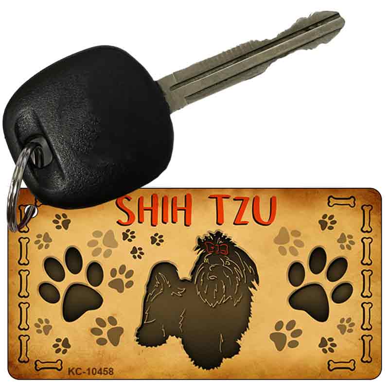 KC-10458 3 x 1.5 in. Shih Tzu Novelty Rectangle Metal Key Chain