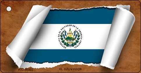 KC-9065 El Salvador Flag Scroll Novelty Key Chain