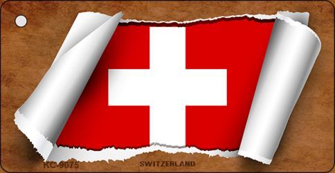 KC-9075 Switzerland Flag Scroll Novelty Key Chain