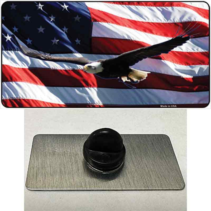 PIN-LP-11939 1.5 x 0.75 in. Soaring Eagle Flag Novelty Rectangle Metal Hat Pin