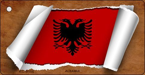 KC-9116 Albania Flag Scroll Novelty Key Chain