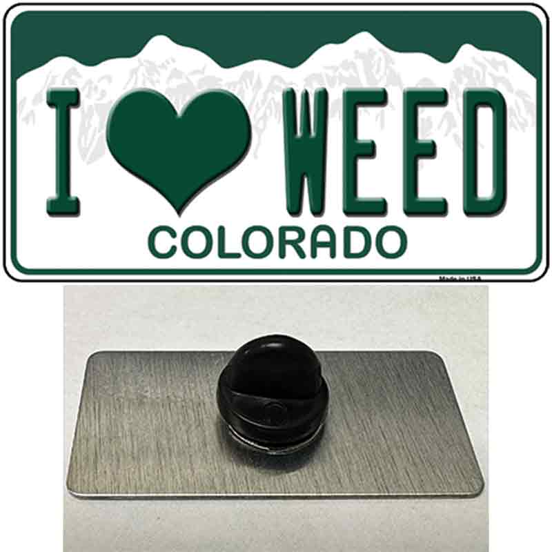 PIN-LP-12156 1.5 x 0.75 in. I Love Weed Colorado Novelty Rectangle Metal Hat Pin
