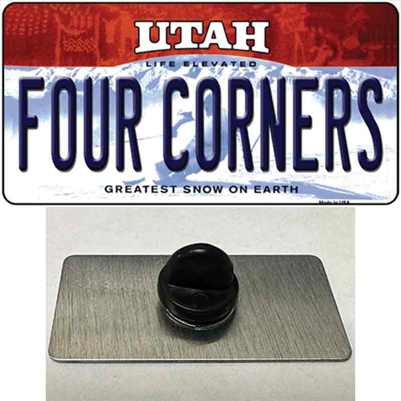 PIN-LP-12159 1.5 x 0.75 in. Utah Four Corners Novelty Rectangle Metal Hat Pin