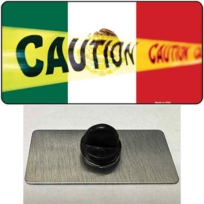 PIN-LP-12188 1.5 x 0.75 in. Caution Mexico Flag Novelty Rectangle Metal Hat Pin