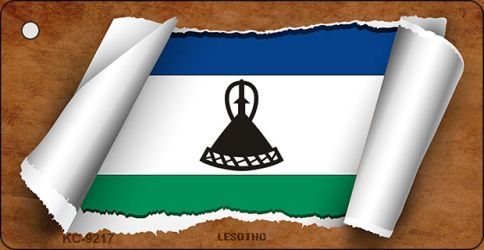 KC-9217 Lesotho Flag Scroll Novelty Key Chain