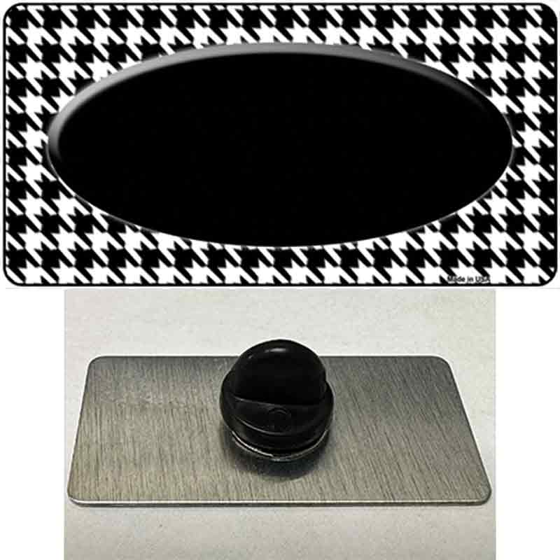 PIN-LP-1386 1.5 x 0.75 in. White & Black Houndstooth Center Oval Novelty Rectangle Metal Hat Pin