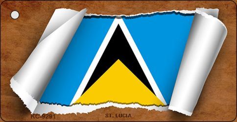 KC-9291 St. Lucia Flag Scroll Novelty Key Chain