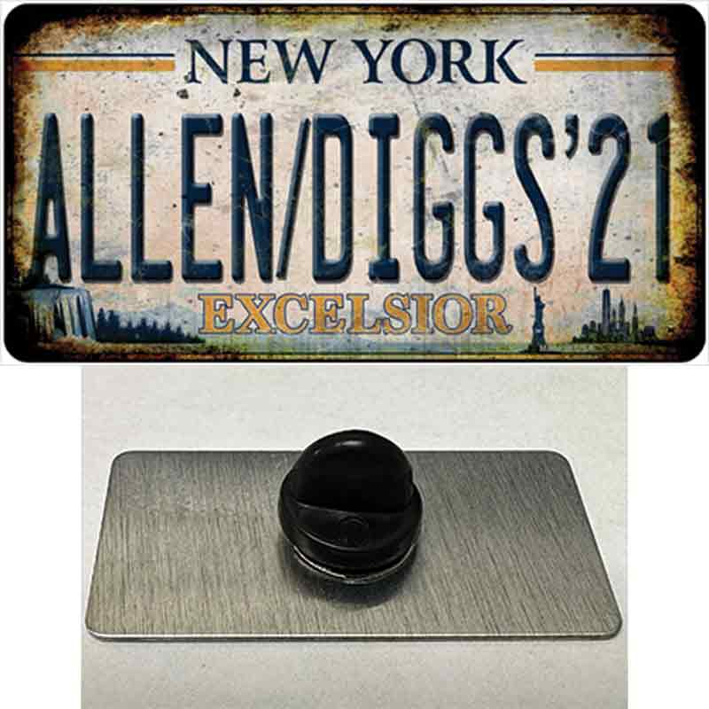 PIN-LP-13862 1.5 x 0.75 in. Allen Diggs 21   York Excelsior Rusty Novelty Rectangle Metal Hat Pin Tag