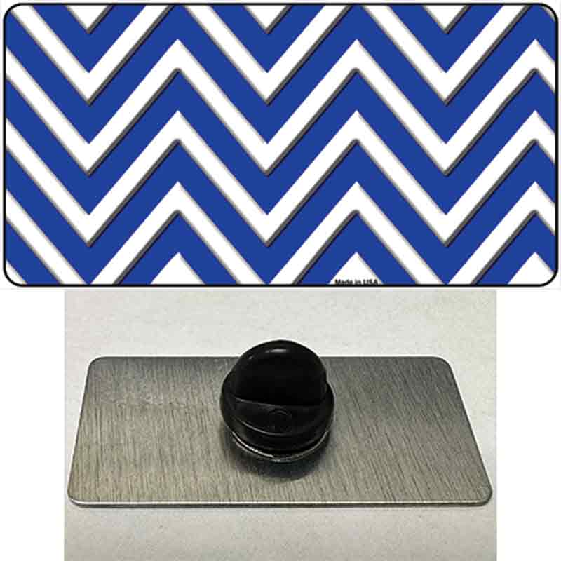 PIN-LP-4470 1.5 x 0.75 in. Blue & White Large Chevron Novelty Rectangle Metal Hat Pin