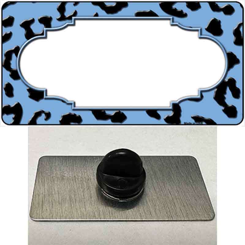 PIN-LP-4554 1.5 x 0.75 in. Light Blue & Black Cheetah Scallop Novelty Rectangle Metal Hat Pin