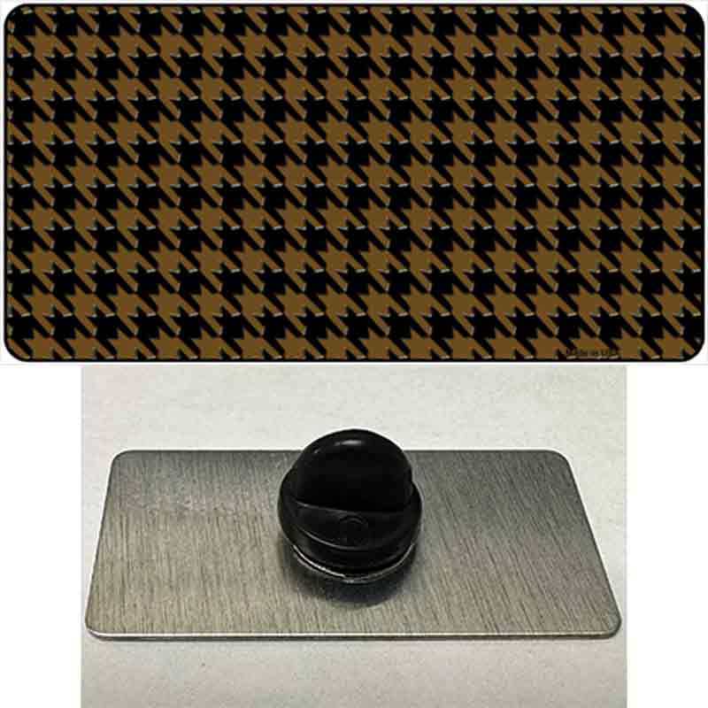 PIN-LP-4568 1.5 x 0.75 in. Brown & Black Houndstooth Novelty Rectangle Metal Hat Pin