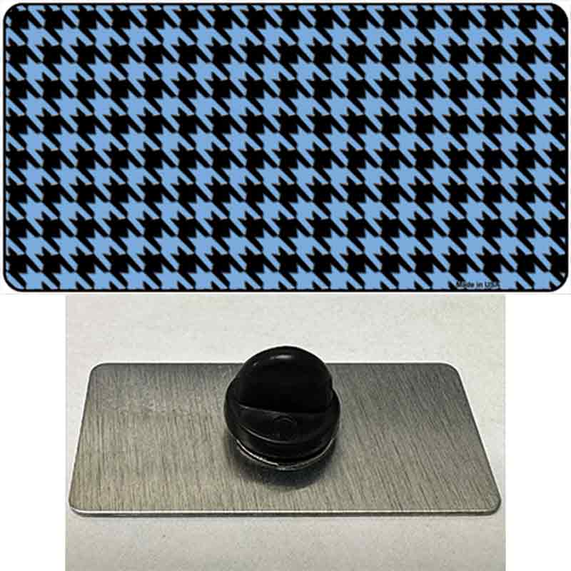 PIN-LP-4569 1.5 x 0.75 in. Light Blue & Black Houndstooth Novelty Rectangle Metal Hat Pin