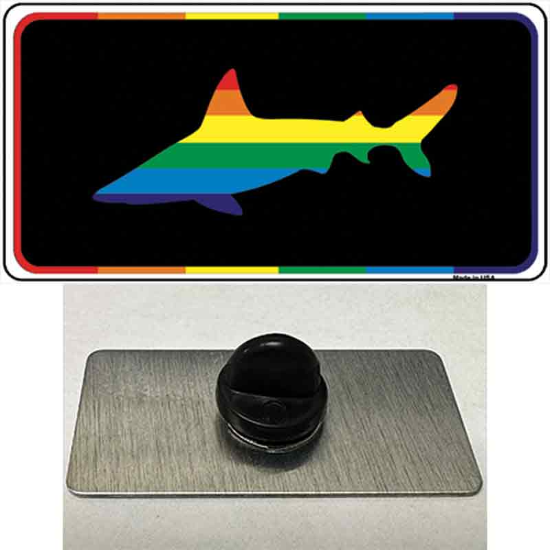 PIN-LP-4744 1.5 x 0.75 in. Shark Novelty Rectangle Metal Hat Pin