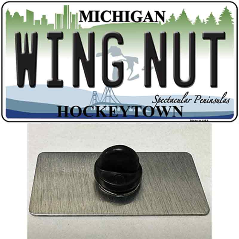 PIN-LP-4759 1.5 x 0.75 in. Wing Nut Michigan State Novelty Rectangle Metal Hat Pin
