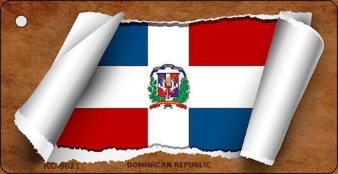 KC-9071 Dominican Republic Flag Scroll Novelty Key Chain