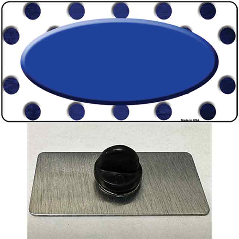 PIN-LP-6992 1.5 x 0.75 in. Blue & White Dots Oval Oil Rubbed Novelty Rectangle Metal Hat Pin