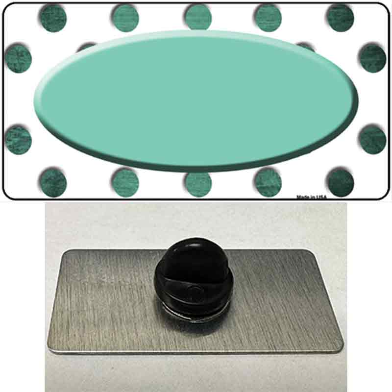 PIN-LP-7000 1.5 x 0.75 in. Mint White Dots Oval Oil Rubbed Novelty Rectangle Metal Hat Pin