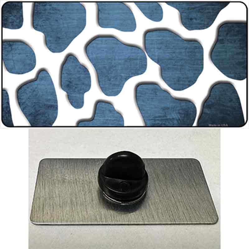 PIN-LP-7018 1.5 x 0.75 in. Light Blue & White Giraffe Oil Rubbed Novelty Rectangle Metal Hat Pin