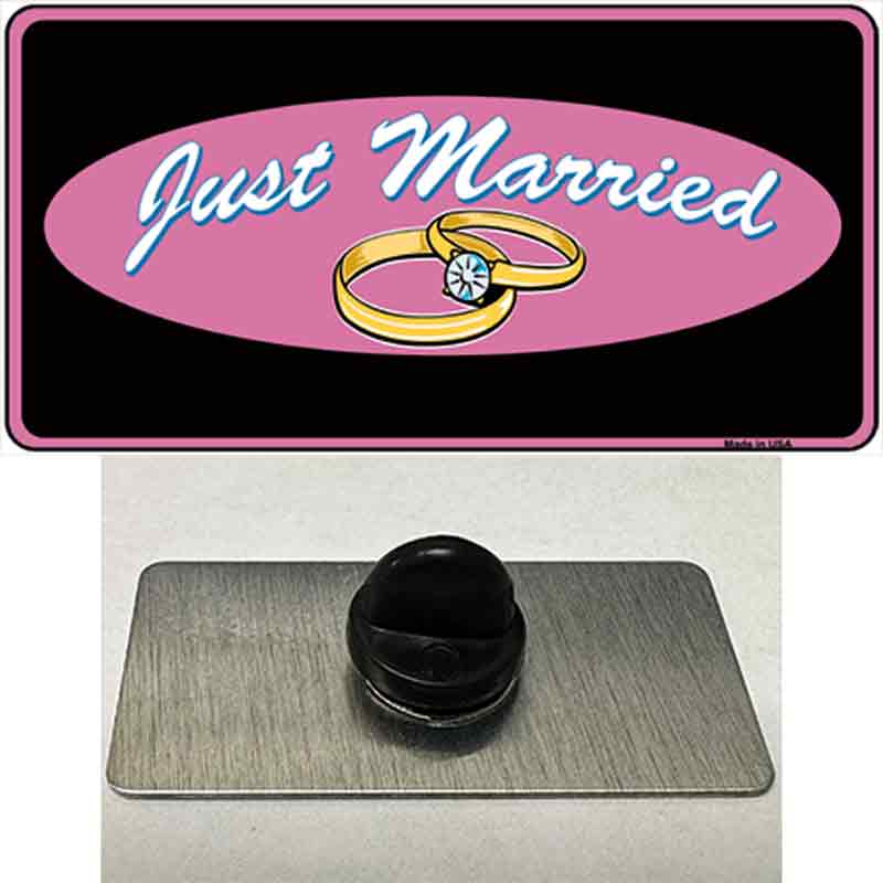 PIN-LP-5005 1.5 x 0.75 in. Just Married Novelty Rectangle Metal Hat Pin