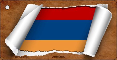 KC-9126 Armenia Flag Scroll Novelty Key Chain