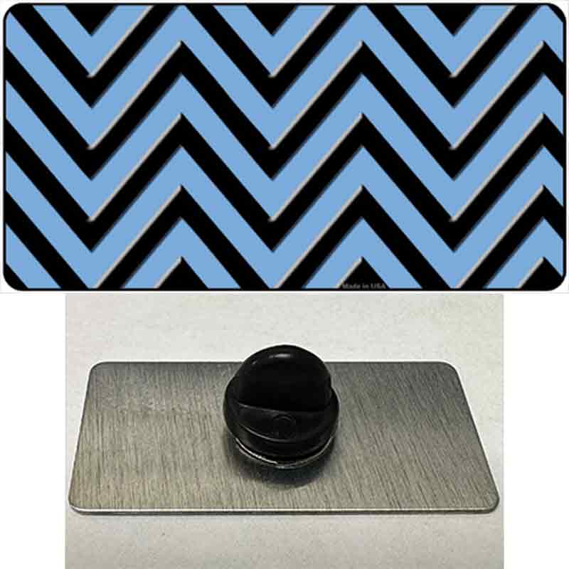 PIN-LP-5041 1.5 x 0.75 in. Light Blue & Black Chevron Novelty Rectangle Metal Hat Pin