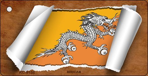 KC-9138 Bhutan Flag Scroll Novelty Key Chain