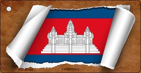 KC-9148 Cambodia Flag Scroll Novelty Key Chain
