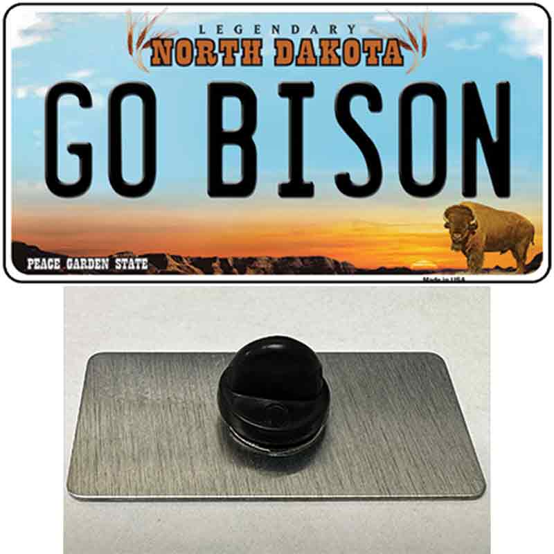 PIN-LP-12955 1.5 x 0.75 in. Go Bison Novelty Rectangle Metal Hat Pin
