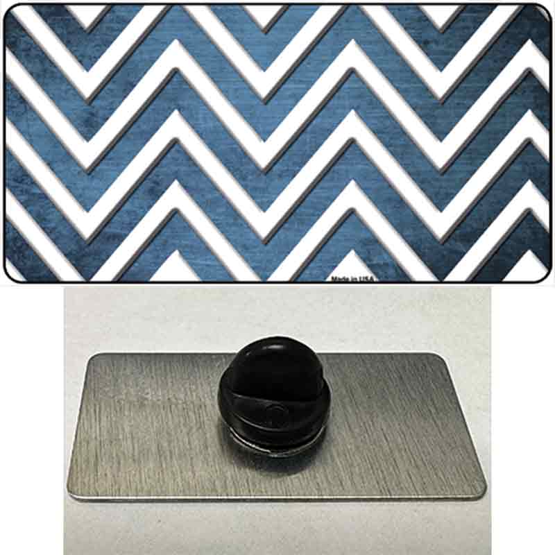 PIN-LP-7062 1.5 x 0.75 in. Light Blue & White Chevron Oil Rubbed Novelty Rectangle Metal Hat Pin
