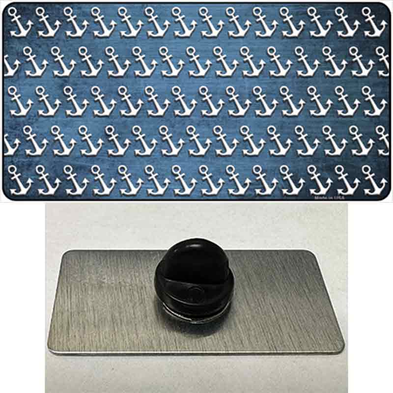 PIN-LP-7252 1.5 x 0.75 in. Light Blue & White Anchor Oil Rubbed Novelty Rectangle Metal Hat Pin