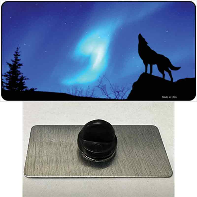 PIN-LP-541 1.5 x 0.75 in. Wolf Howling Novelty Rectangle Metal Hat Pin