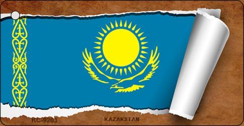 KC-9203 Kazakstan Flag Scroll Novelty Key Chain