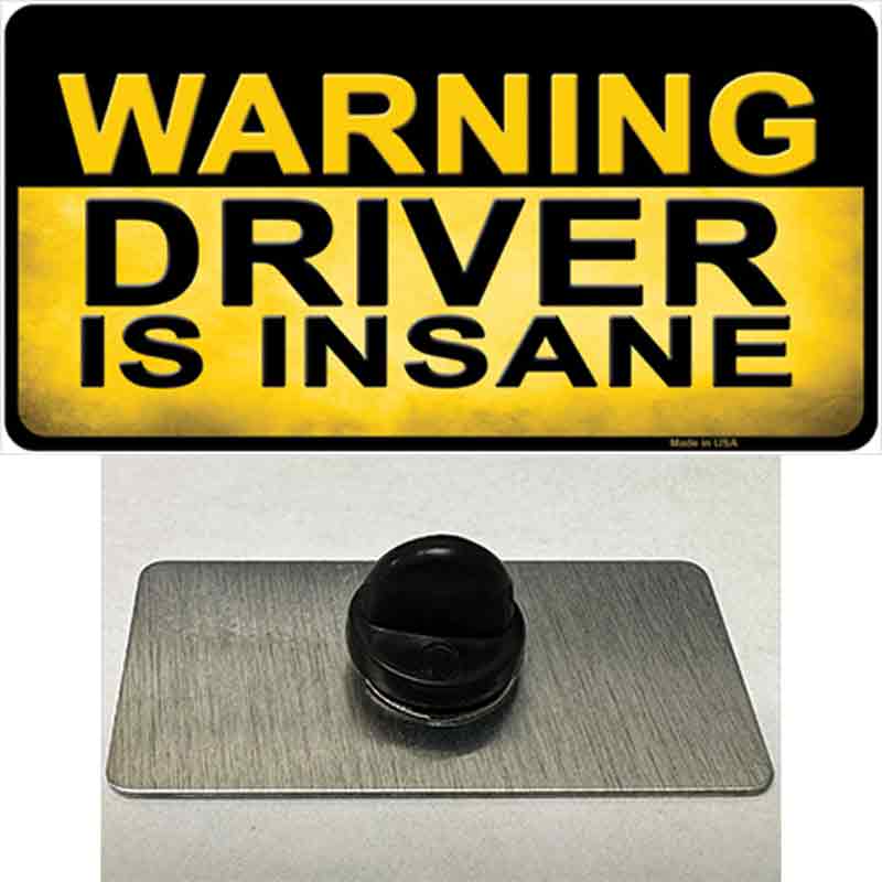 PIN-LP-9904 1.5 x 0.75 in. Warning Driver Insane Novelty Rectangle Metal Hat Pin