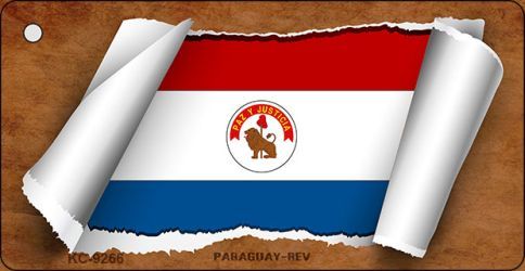 KC-9266 Paraguay-REV Flag Scroll Novelty Key Chain