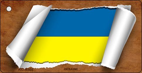KC-9308 Ukraine Flag Scroll Novelty Key Chain