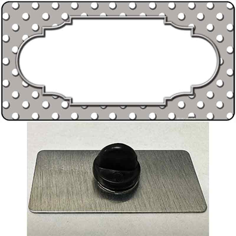 PIN-LP-4357 1.5 x 0.75 in. Scallop Grey & White Polka Dot Novelty Rectangle Metal Hat Pin